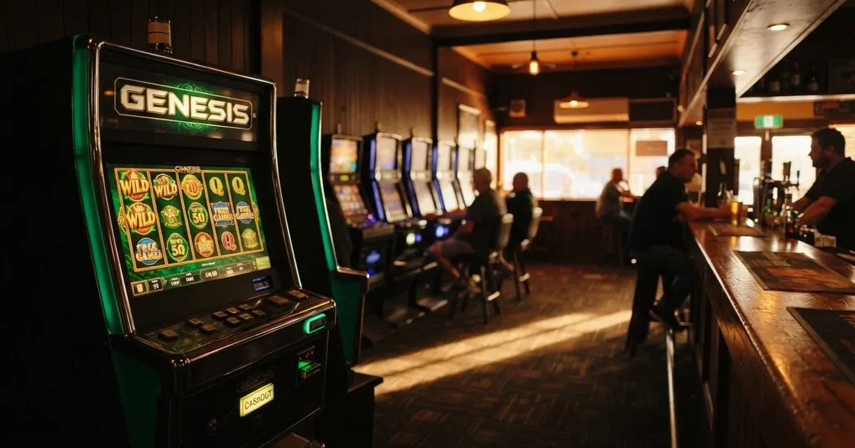 Electronic gaming machines inside a licensed pub in Geelong's town centre.