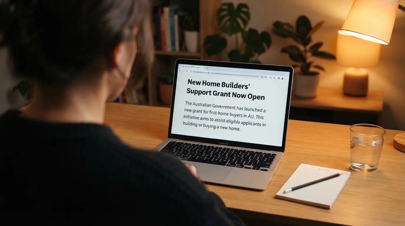 A person at a laptop reading a plain-language explainer article at a home desk.