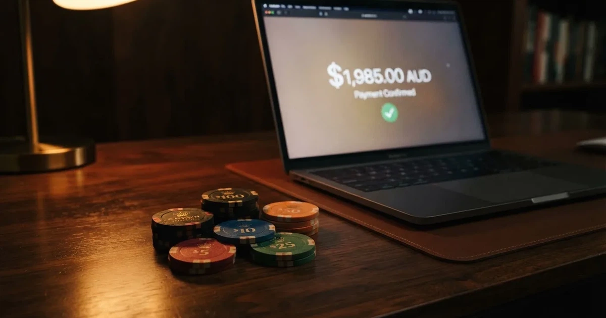A small stack of coins next to a laptop showing an online payment form.