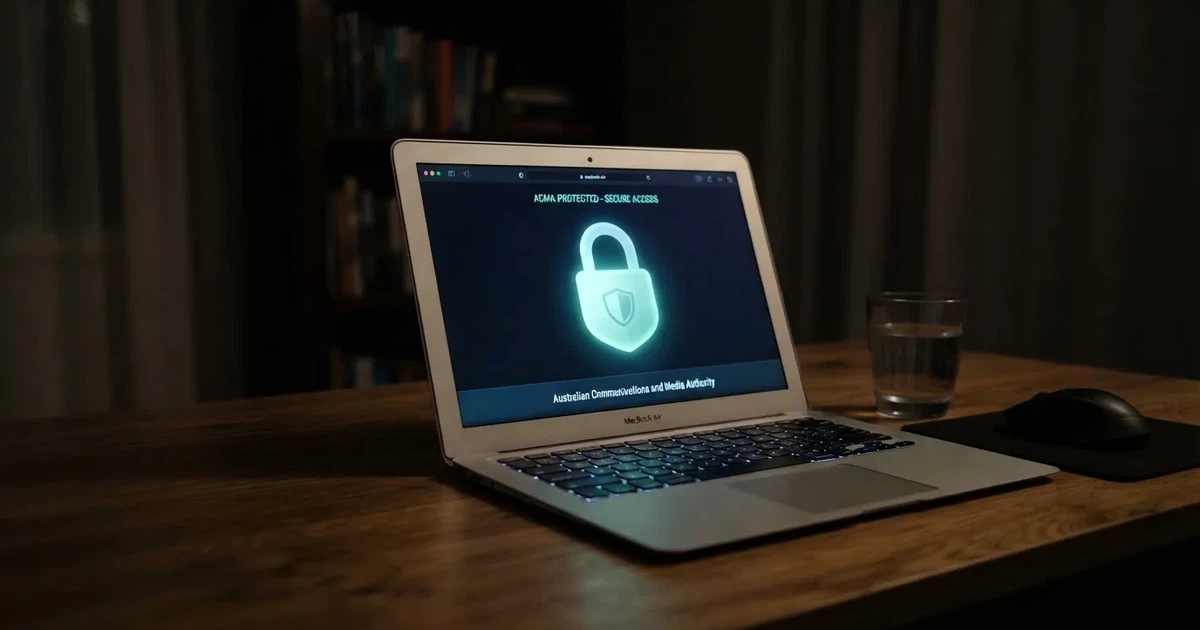A padlock icon glowing on a laptop screen in a dim room.